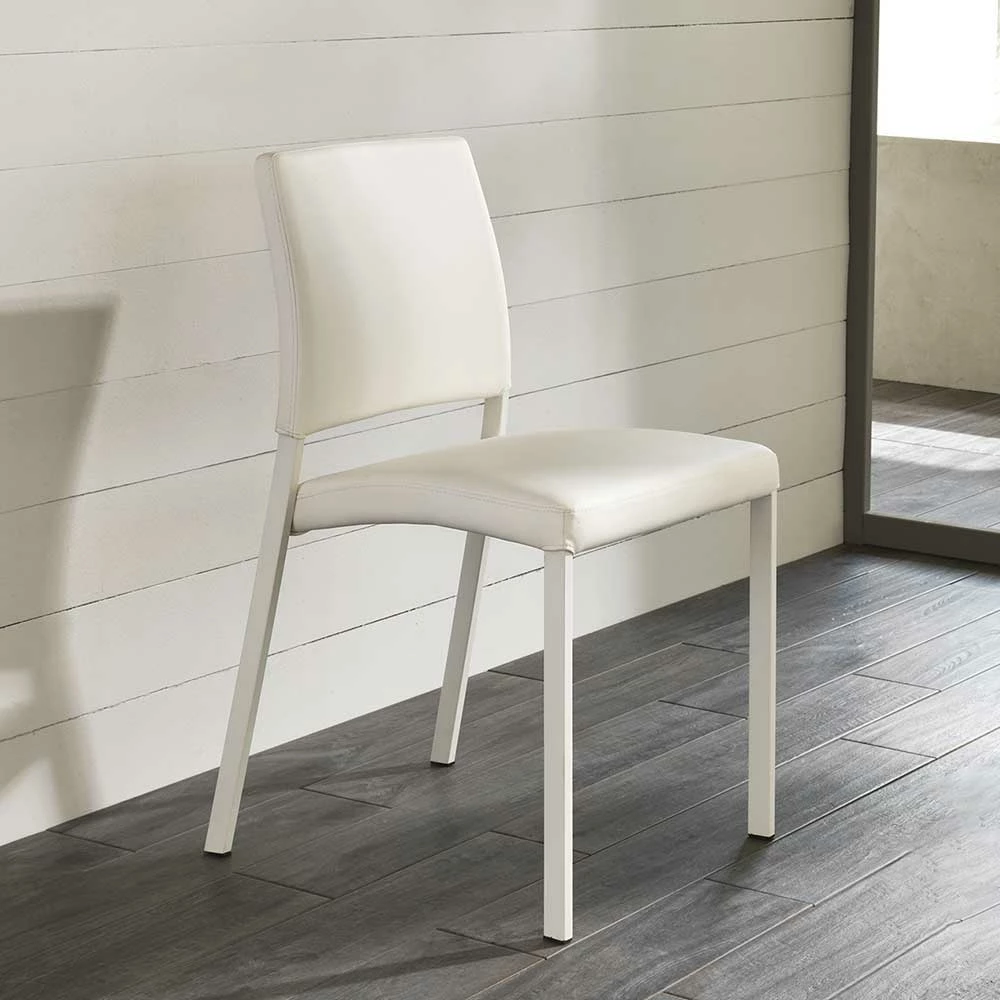 Stapelbarer Polsterstuhl In Weiß Kazanova Kunstleder (4er Set) - Image 2