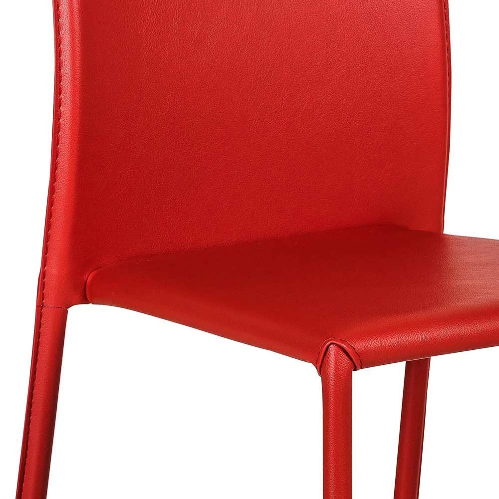 Stapelbarer Stuhl In Rot Kunstleder Fulcao Mit Hoher Lehne (4er Set) - Image 3