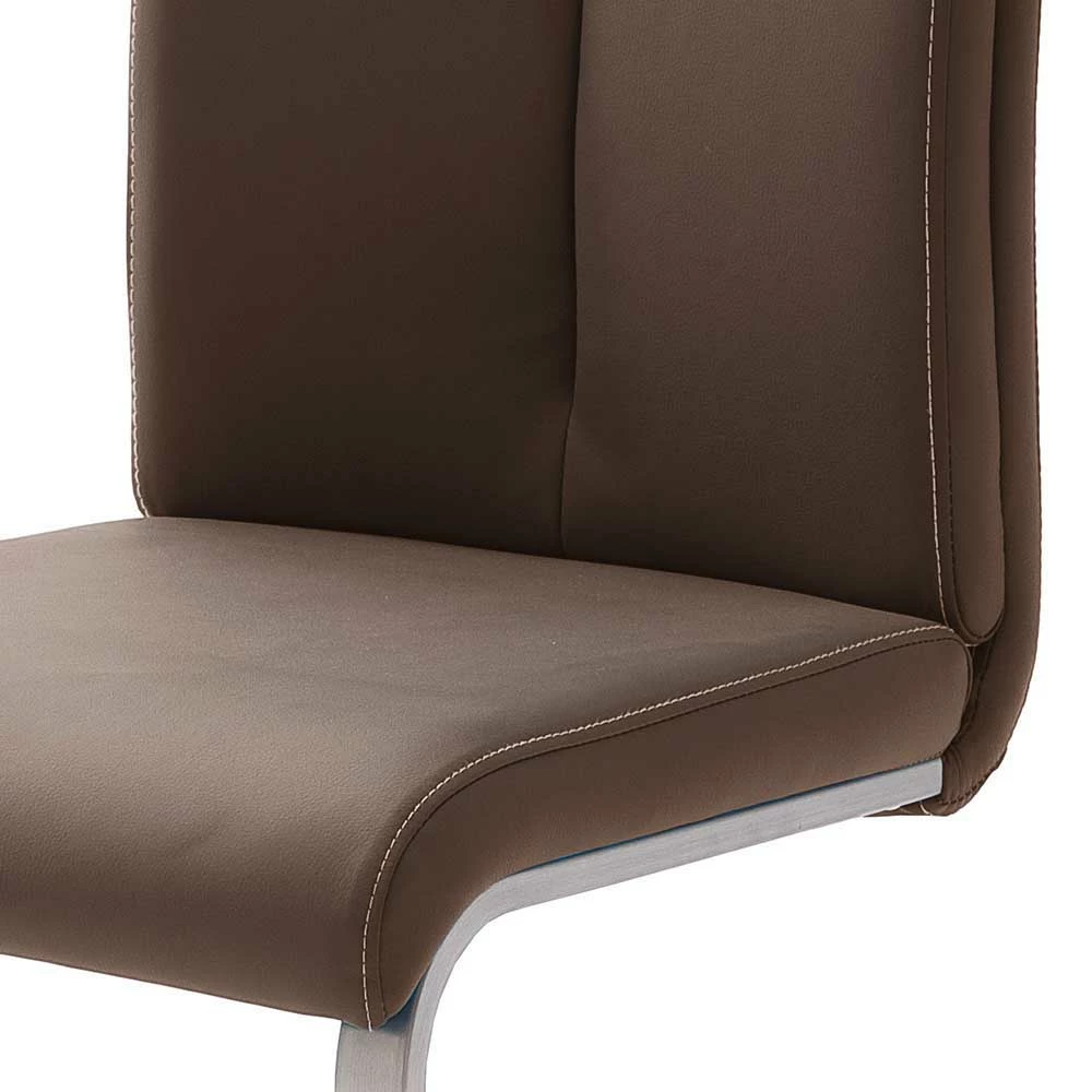 Swingstuhl In Braun Kunstleder Lemgo Mit Edelstahlgestell (4er Set) - Image 5