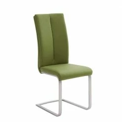 Swingstuhl In Olivgrün Kunstleder Jueves & Edelstahl (4er Set)