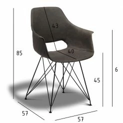 Toller Armlehnen Schalenstuhl In Grau - Castellon (2er Set) -Malott-Shop toller armlehnen schalenstuhl in grau mit trapezgestell castellon 02