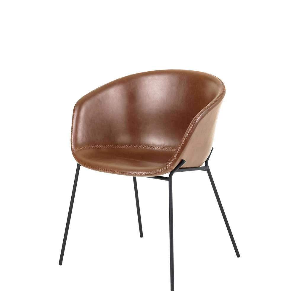 Toller Tisch Sessel In Braun Kunstleder - Plurana