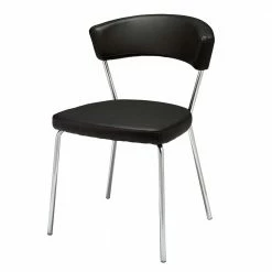 Vier Designstühle In Schwarz & Chrom - Orcia (4er Set)