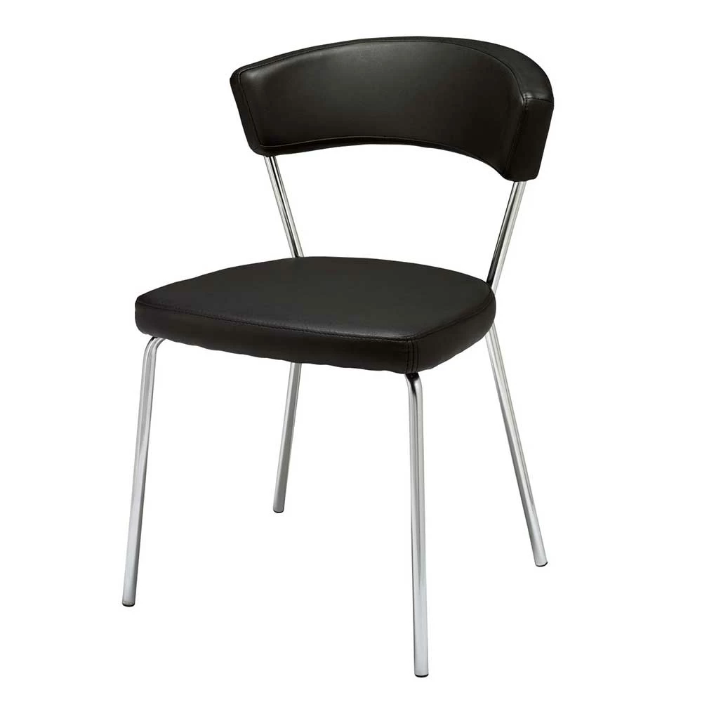 Vier Designstühle In Schwarz & Chrom - Orcia (4er Set)