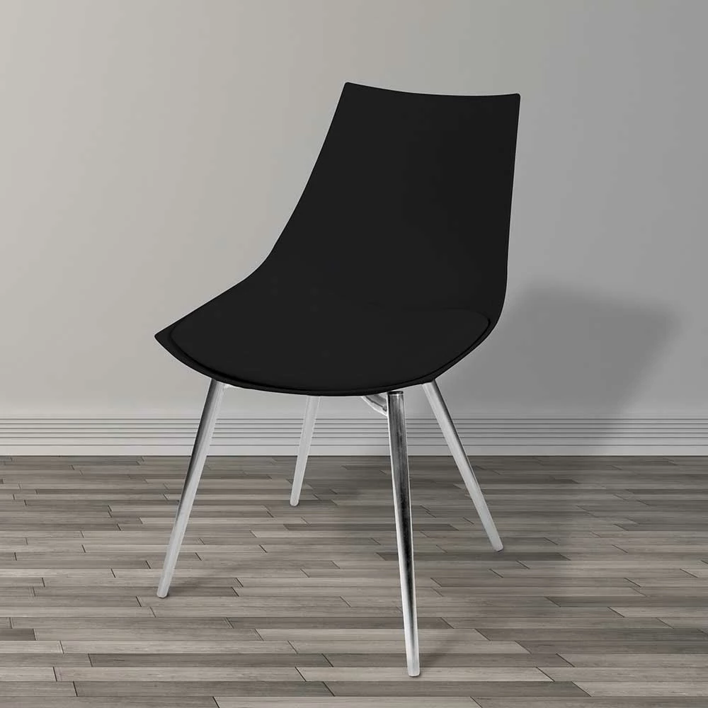 Vier Stühle In Schwarz & Chrom - Mutoni (4er Set) - Image 3