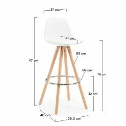 Weißer Bar Stuhl Mit Sitzschale - Rahia (2er Set) -Malott-Shop weisser bar stuhl mit sitzschale massivholz gestell rahia 04