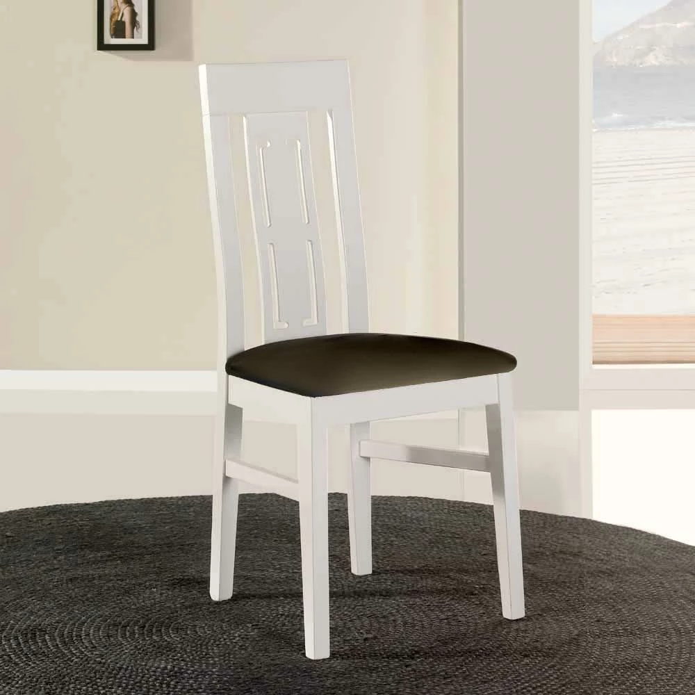 Weißer Holzstuhl Arlberg Mit Polster-Sitzfläche (2er Set) - Image 2