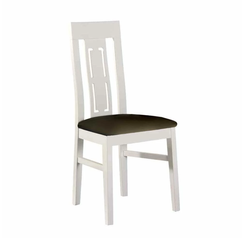 Weißer Holzstuhl Arlberg Mit Polster-Sitzfläche (2er Set)