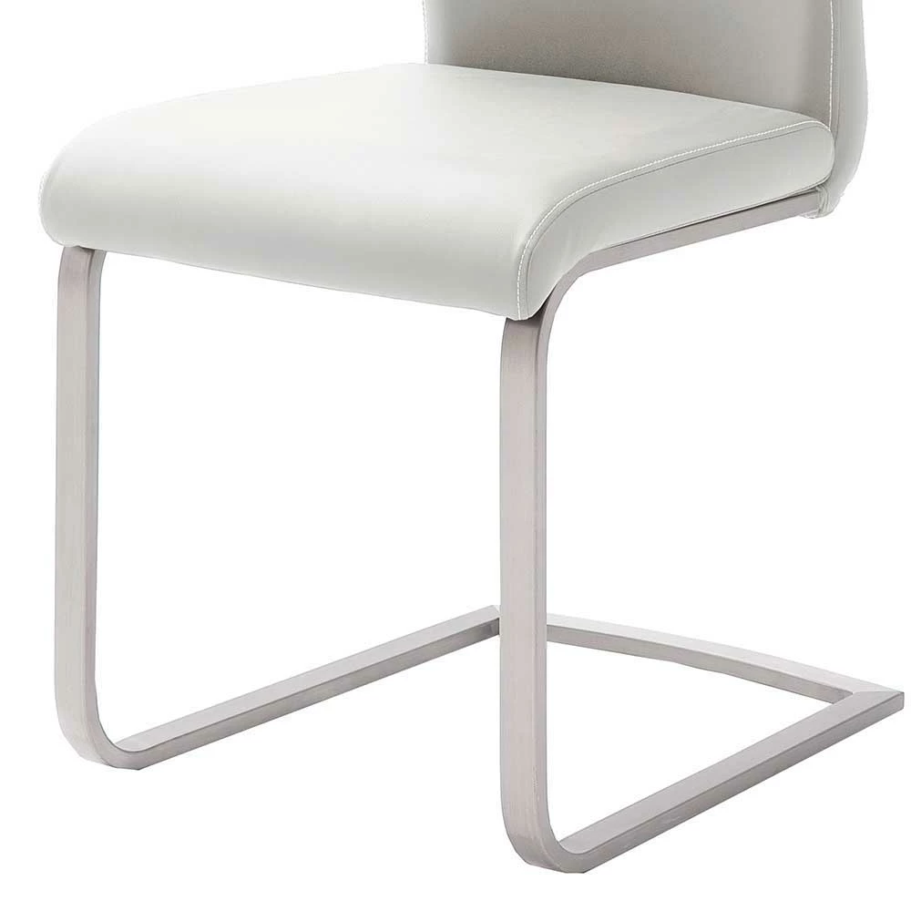 Weißer Kunstleder Stuhl mit Griff Kanama & Schwinggestell Edelstahl (4er Set) Weißer Kunstleder Stuhl Mit Griff Kanama & Schwinggestell Edelstahl (4er Set) -Malott-Shop weisser kunstleder stuhl mit griff schwinggestell edelstahl kanama 02
