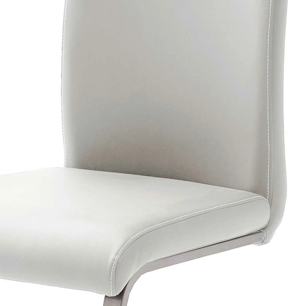 Weißer Kunstleder Stuhl mit Griff Kanama & Schwinggestell Edelstahl (4er Set) Weißer Kunstleder Stuhl Mit Griff Kanama & Schwinggestell Edelstahl (4er Set) -Malott-Shop weisser kunstleder stuhl mit griff schwinggestell edelstahl kanama 04