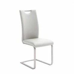 Weißer Kunstleder Stuhl Mit Griff Kanama & Schwinggestell Edelstahl (4er Set)