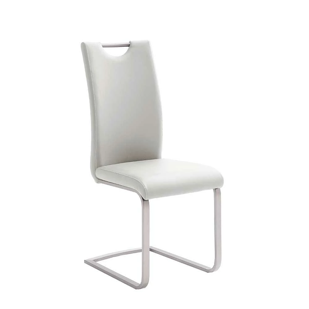 Weißer Kunstleder Stuhl mit Griff Kanama & Schwinggestell Edelstahl (4er Set) Weißer Kunstleder Stuhl Mit Griff Kanama & Schwinggestell Edelstahl (4er Set) -Malott-Shop weisser kunstleder stuhl mit griff schwinggestell edelstahl kanama f