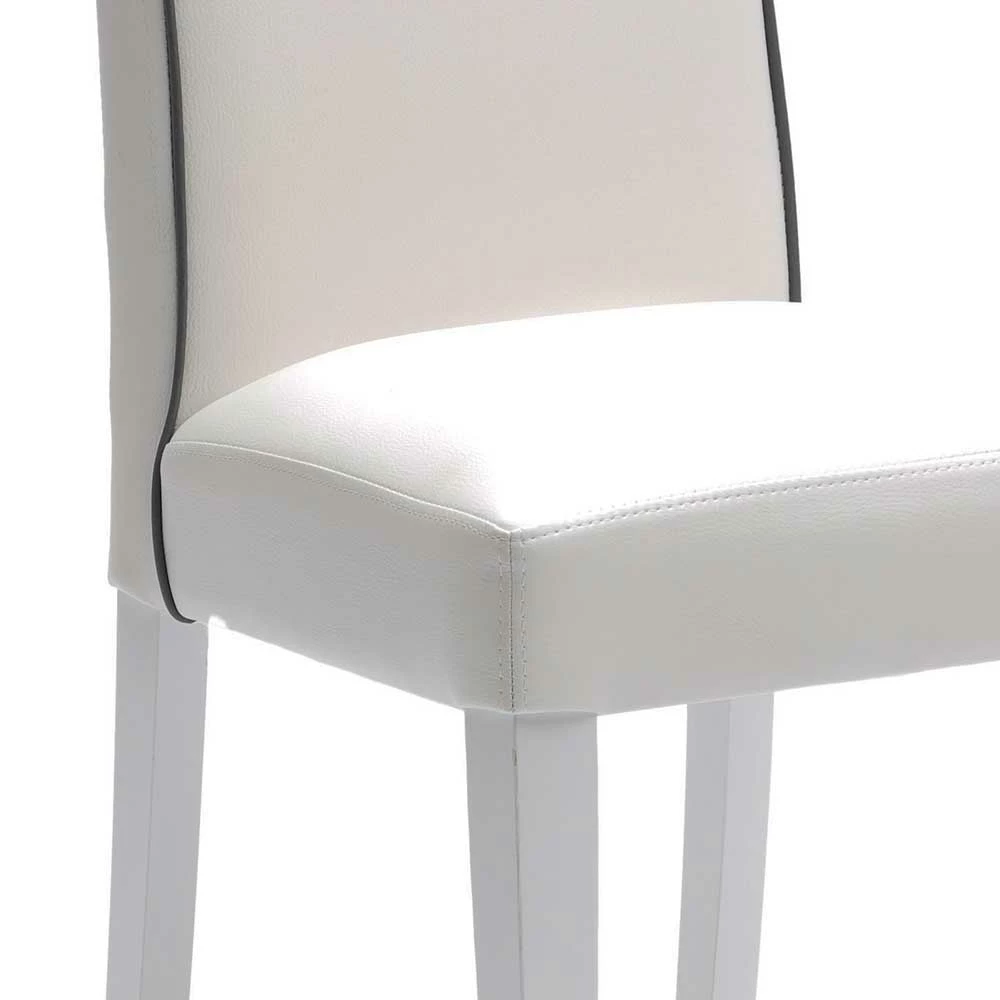 Weißer Kunstlederstuhl mit hoher Lehne Classimo & Holzgestell (2er Set) Weißer Kunstlederstuhl Mit Hoher Lehne Classimo & Holzgestell (2er Set) -Malott-Shop weisser kunstlederstuhl mit hoher lehne holzgestell classimo 03