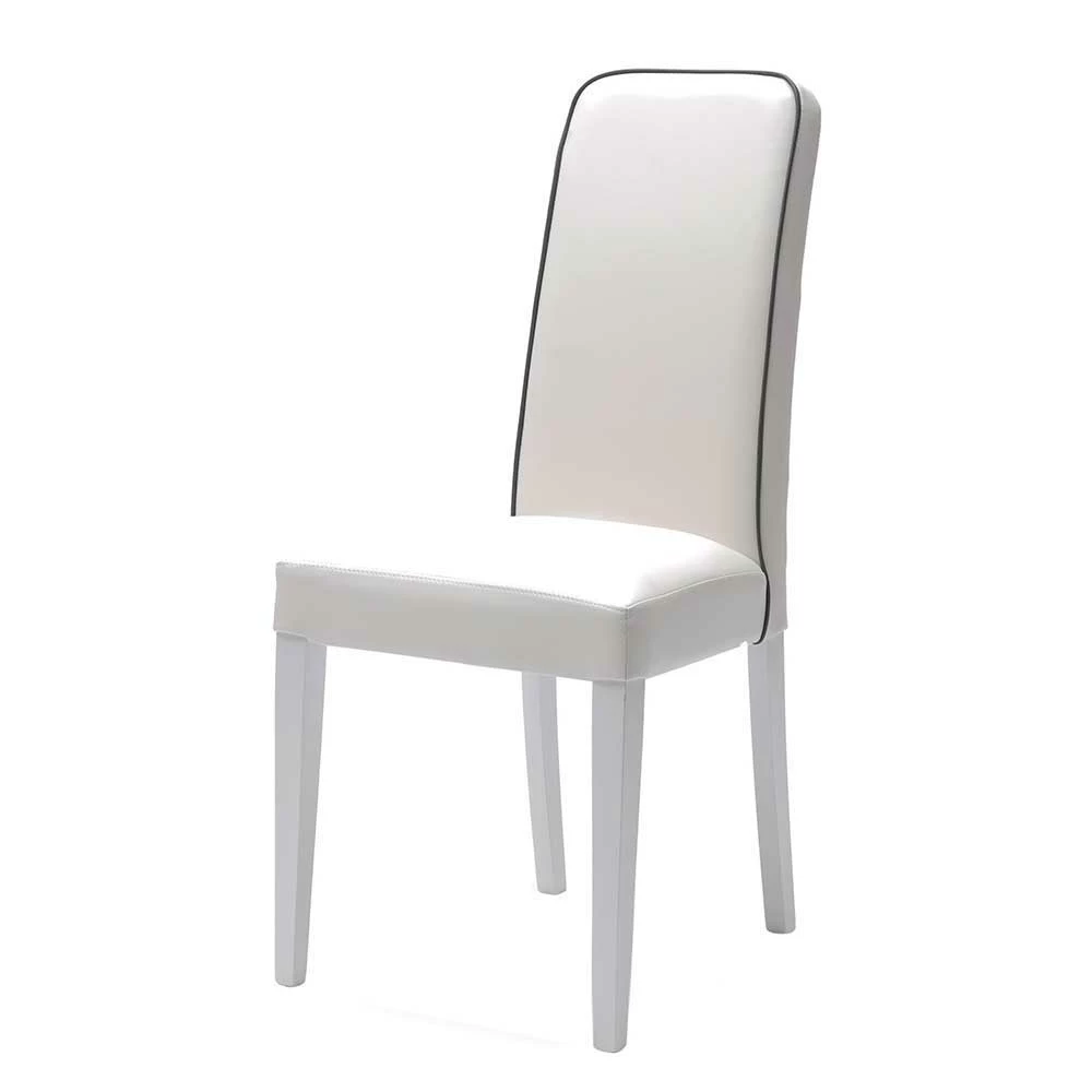 Weißer Kunstlederstuhl mit hoher Lehne Classimo & Holzgestell (2er Set) Weißer Kunstlederstuhl Mit Hoher Lehne Classimo & Holzgestell (2er Set) -Malott-Shop weisser kunstlederstuhl mit hoher lehne holzgestell classimo f