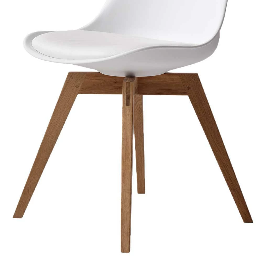 Weißer Schalenstuhl Für Esszimmer & Küche Monique Mit Holzgestell Eiche (2er Set) - Image 3