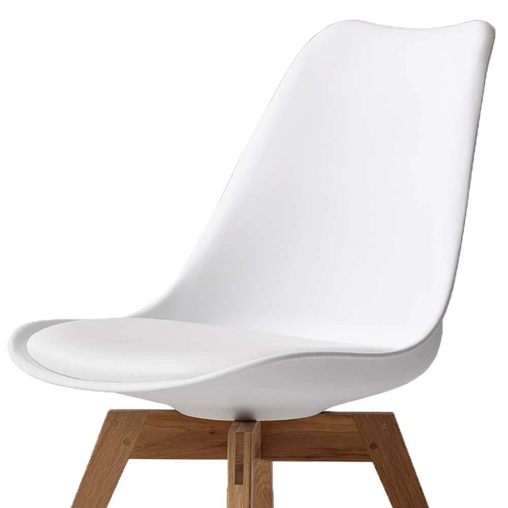 Weißer Schalenstuhl Für Esszimmer & Küche Monique Mit Holzgestell Eiche (2er Set) - Image 4