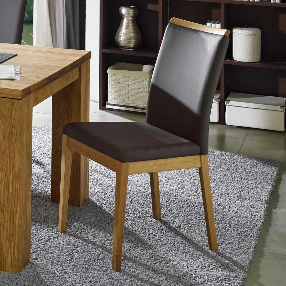 Wildeiche Polsterstühle Rovence Mit Kunstleder In Braun (2er Set) - Image 2
