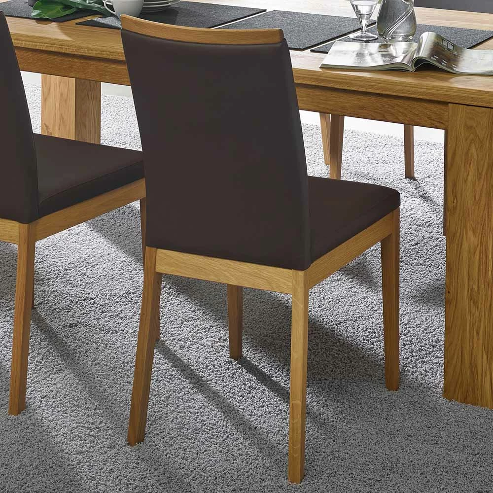 Wildeiche Polsterstühle Rovence Mit Kunstleder In Braun (2er Set) - Image 3