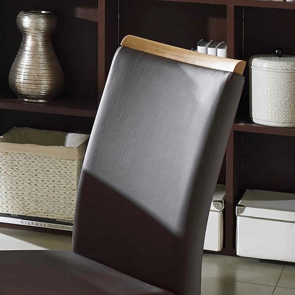 Wildeiche Polsterstühle Rovence Mit Kunstleder In Braun (2er Set) - Image 4