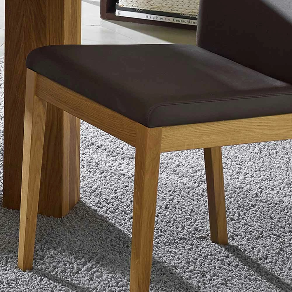 Wildeiche Polsterstühle Rovence Mit Kunstleder In Braun (2er Set) - Image 5