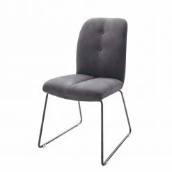 Zwei Esszimmerstühle Im Set In Grau Kunstleder Viradossa & Edelstahl Anthrazit (2er Set)